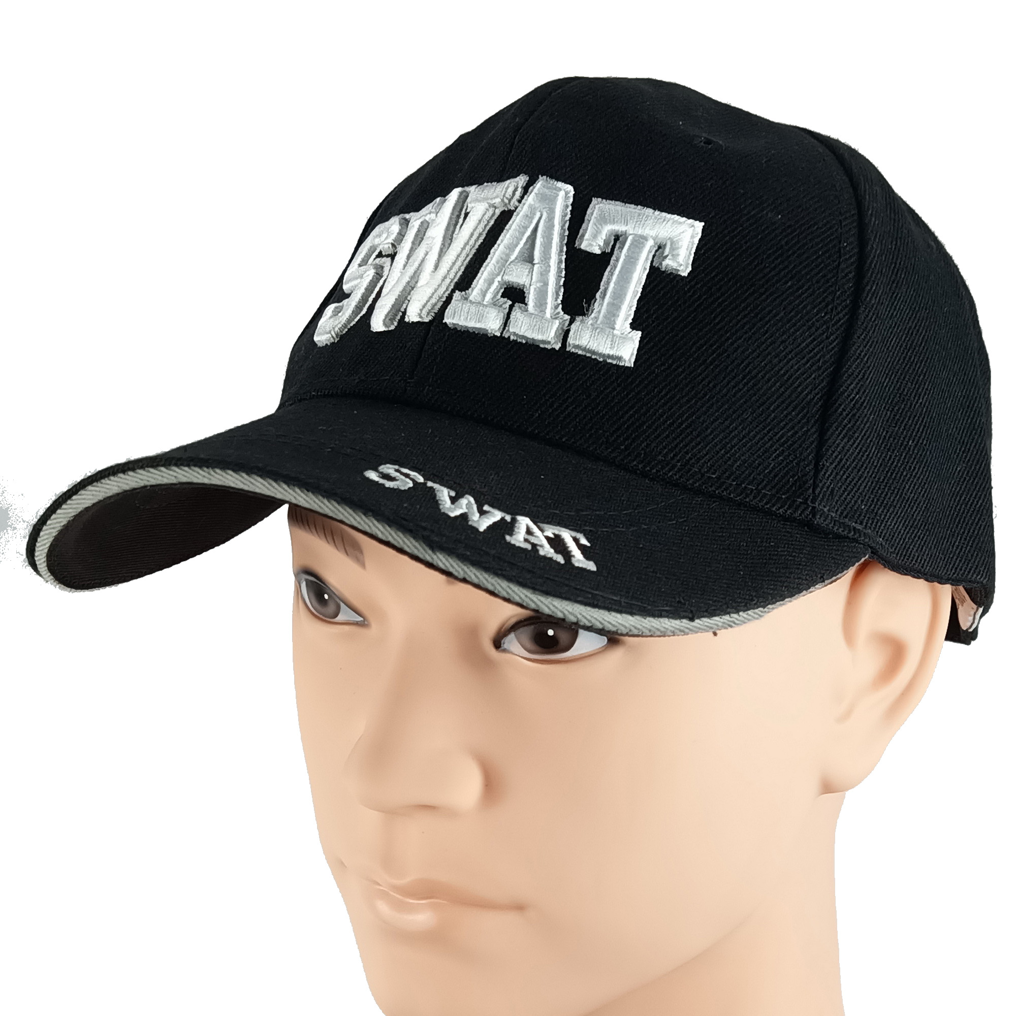 thumbnail image 2 of R Headwear SWAT Embroidered Baseball Cap – Black Polyester, Adjustable Velcro, One Size 2 of 4