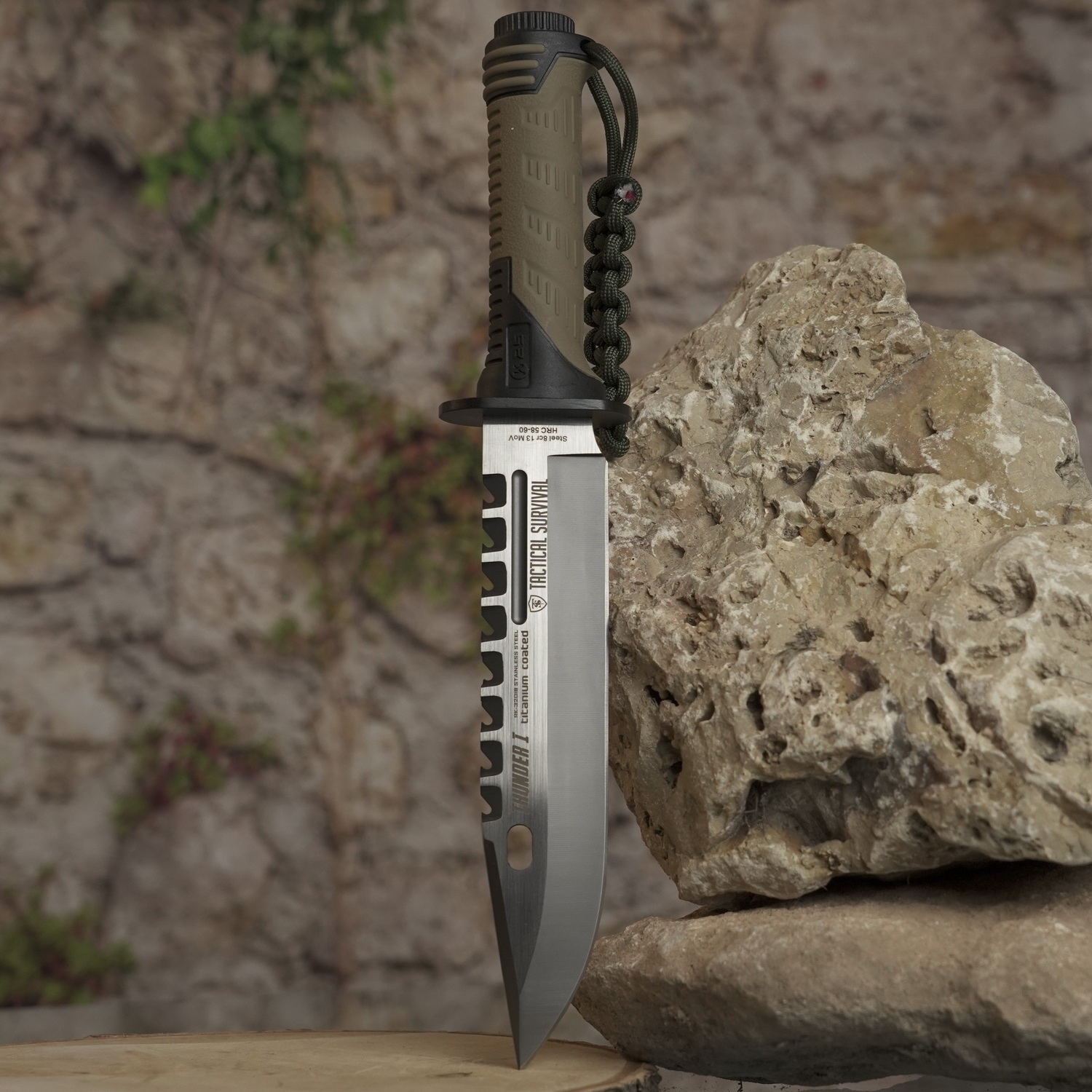 Cuchillo Táctico de Supervivencia K25 Thunder I + Paracord SURVIVOR