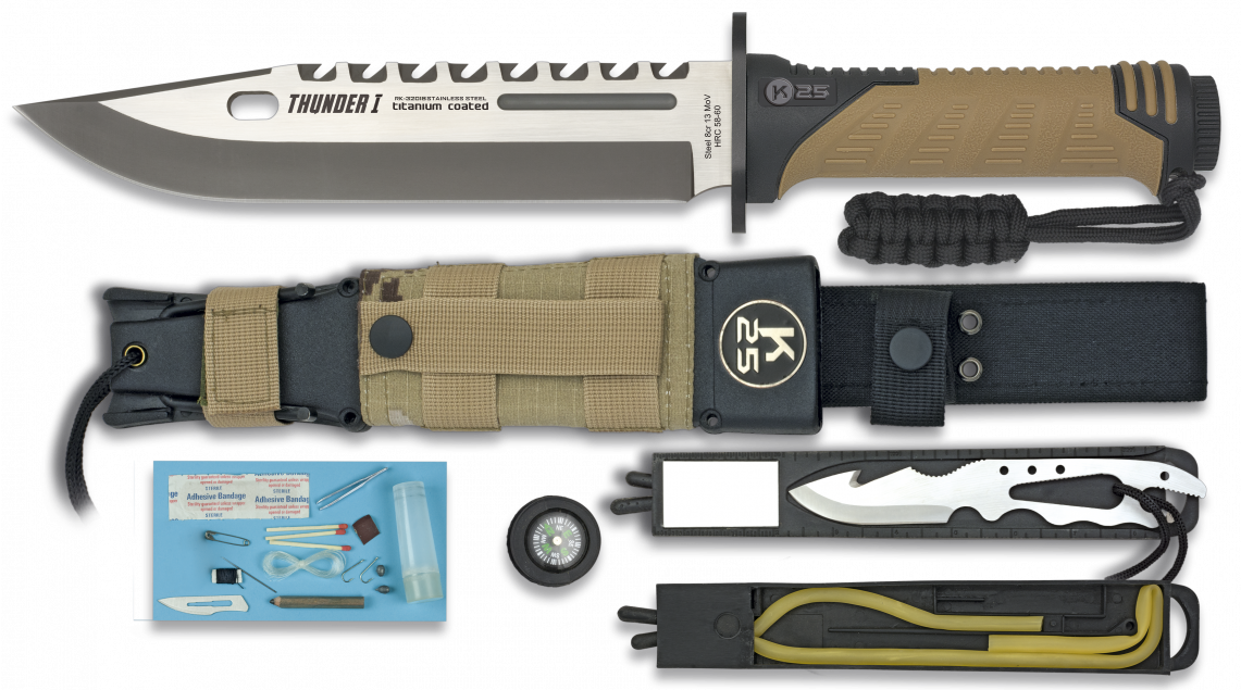 Cuchillo Táctico de Supervivencia K25 Thunder I + Paracord SURVIVOR - Imagen 12