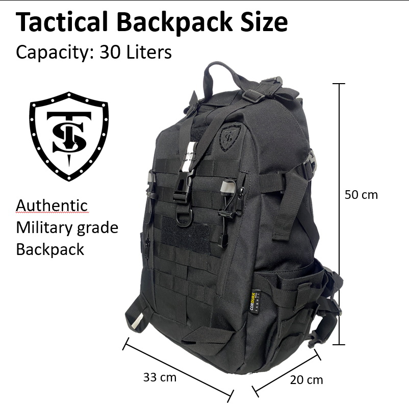 Mochila Militar Táctica RUSH ASSAULT 30L Cordura 600D Color NEGRO - Imagen 7