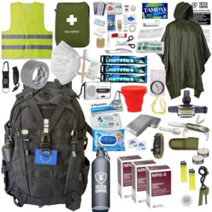 MOCHILA DE SUPERVIVENCIA BASICA 72H - MOCHILA PARA EMERGENCIAS KIT básico para 72 horas (1 persona) 60 piezas