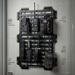 Panel Organizador MOLLE Modular Multiusos de Metal | Organizador táctico para Home Defense | Montaje en Pared, Puerta de casa, Coche, Remolque, Camper, campingcar, Furgoneta