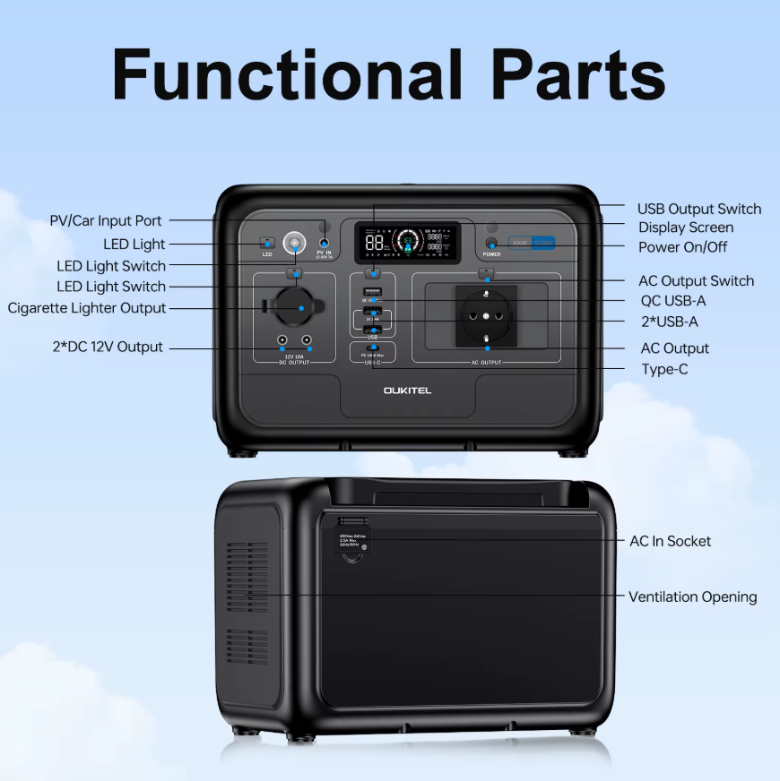 PowerStation OUKITEL P800 Portable Power Station 800W | 512Wh - Imagen 8